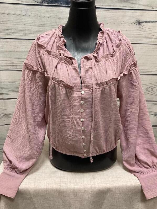 pink ruffle blouse